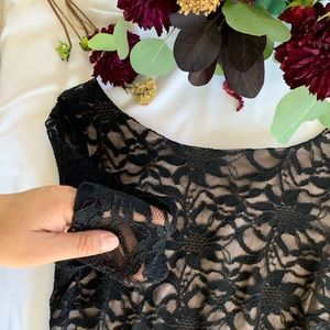 Calvin Klein black lace dress.